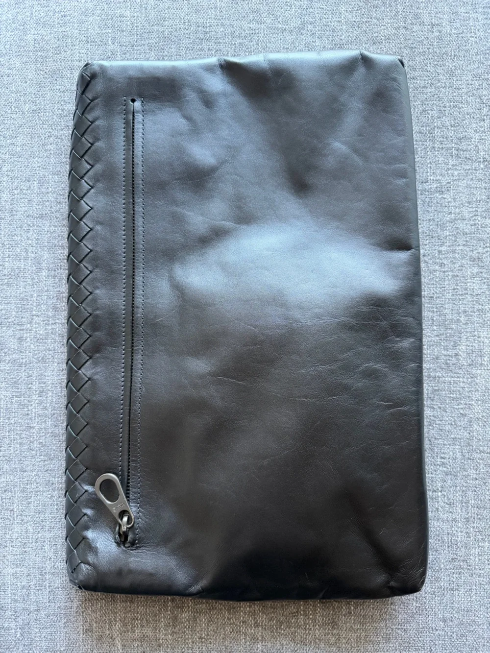 Bottega Veneta Black Intrecciato Leather Clutch Bag